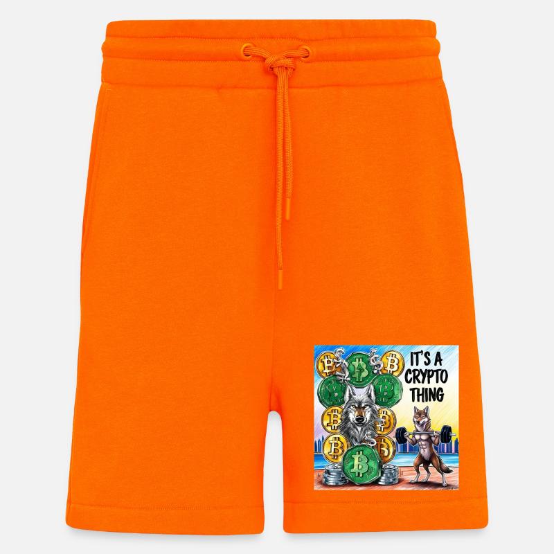 Crypto Wolf and Fox Power - Shorts - made by SPREAD - SUNSET ORANGE