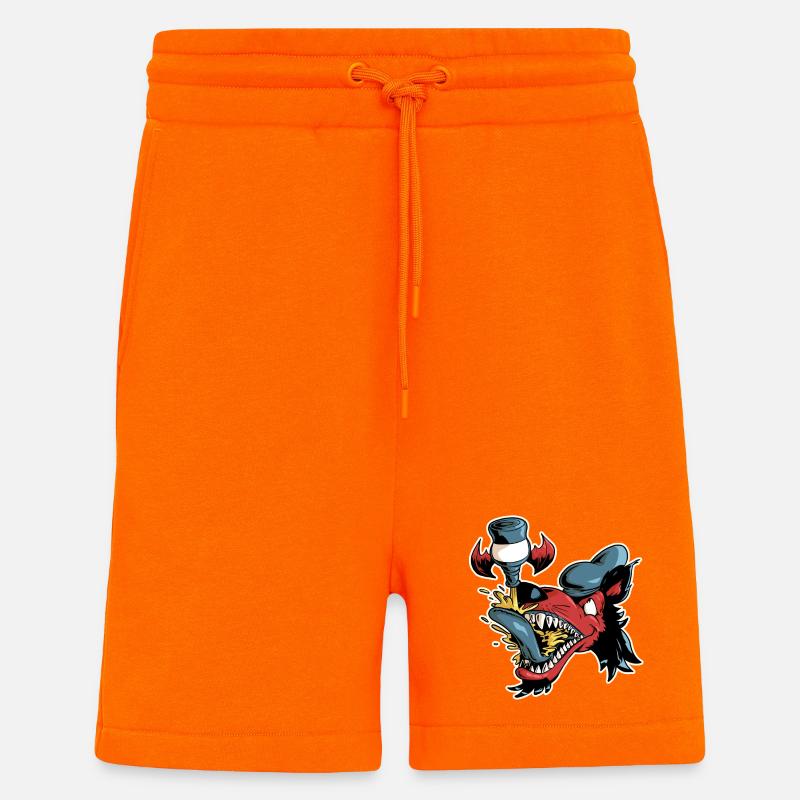 Wolf und fliegendes Bier - Shorts - made by SPREAD - SUNSET ORANGE