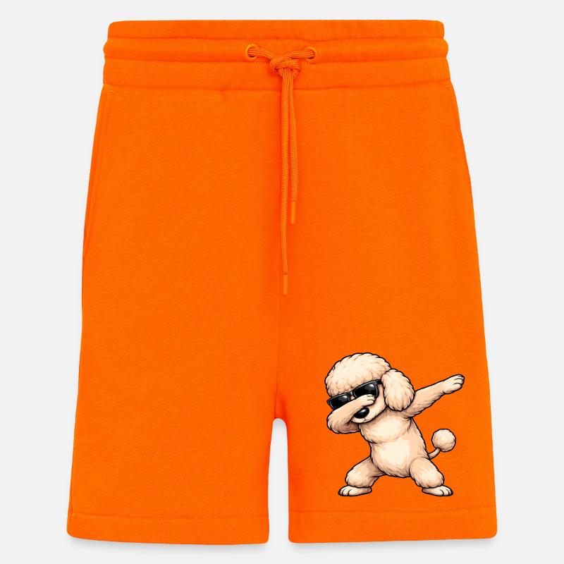 Caniche en train de dobber - Short bio décontracté fabriqué en UE - SUNSET ORANGE