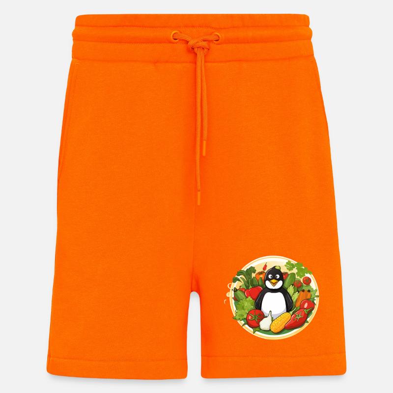 Penguin in the vegetable paradise - Shorts - made by SPREAD - SUNSET ORANGE