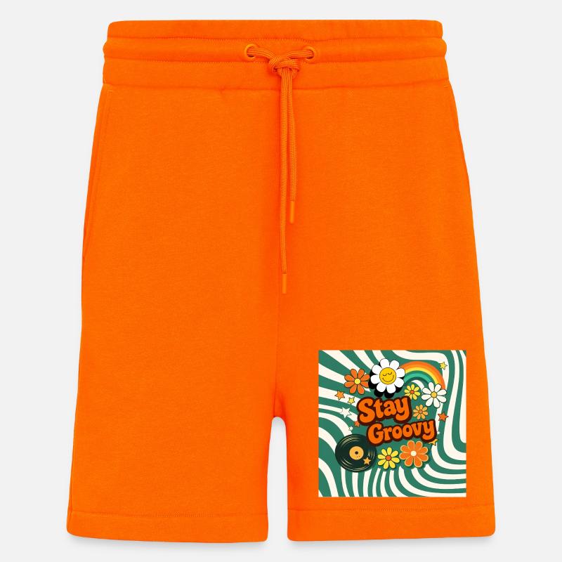 Style fleural rétro - Short bio décontracté fabriqué en UE - SUNSET ORANGE