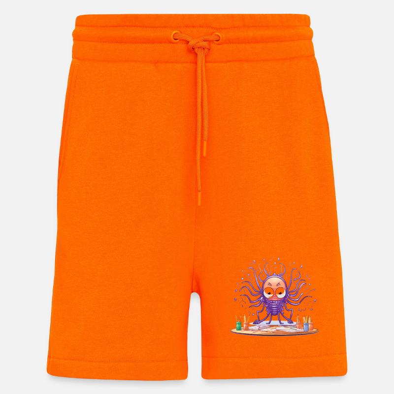 Creative Ink Octopus - Short bio décontracté fabriqué en UE - SUNSET ORANGE
