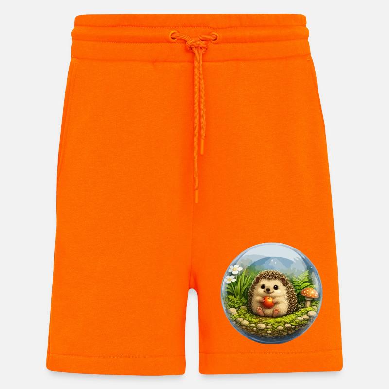 Igel in Glaskugel mit Waldszene - Shorts - made by SPREAD - SUNSET ORANGE
