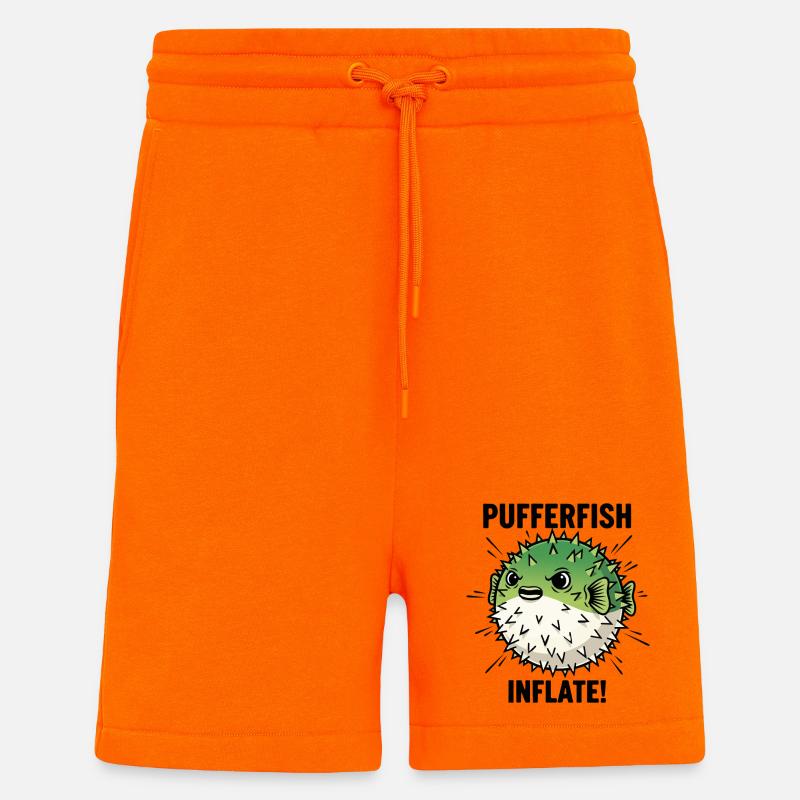 Globe Fish Danger Inflation Schwarzer Kugelfisch - Shorts - made by SPREAD - SUNSET ORANGE