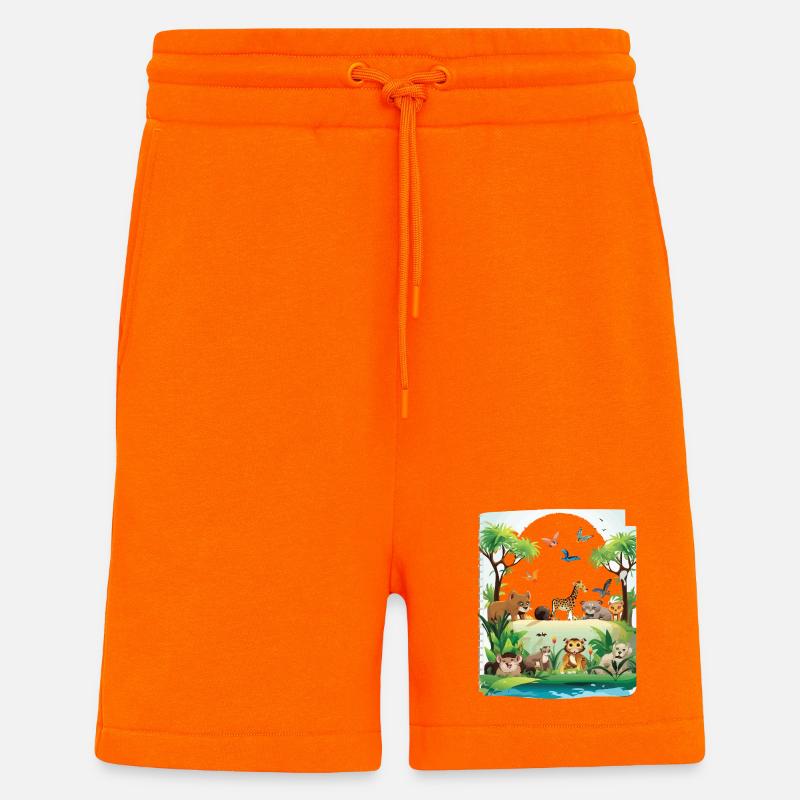 Parade de la faune sauvage - Short bio décontracté fabriqué en UE - SUNSET ORANGE