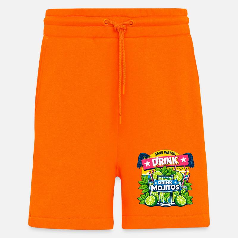 Sauvez l'eau, buvez Mojitos - Short bio décontracté fabriqué en UE - SUNSET ORANGE