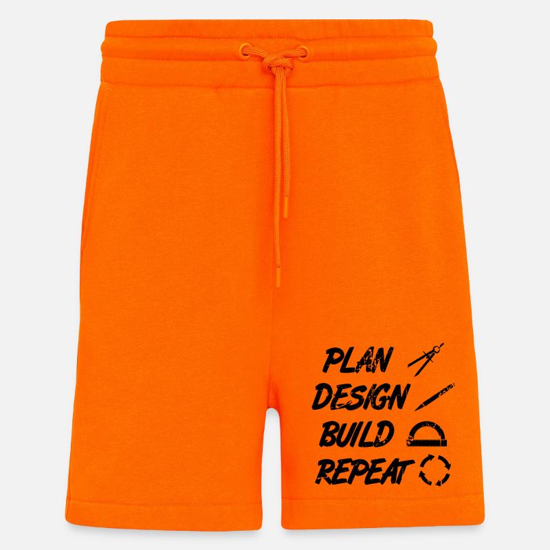 Planifier, Construire, Répéter - Short bio décontracté fabriqué en UE - SUNSET ORANGE