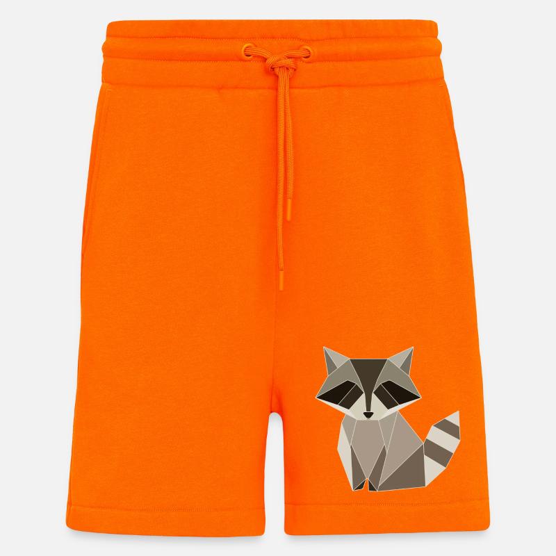 Raccoon Polygon Geometry Design - Shorts - made by SPREAD - SUNSET ORANGE