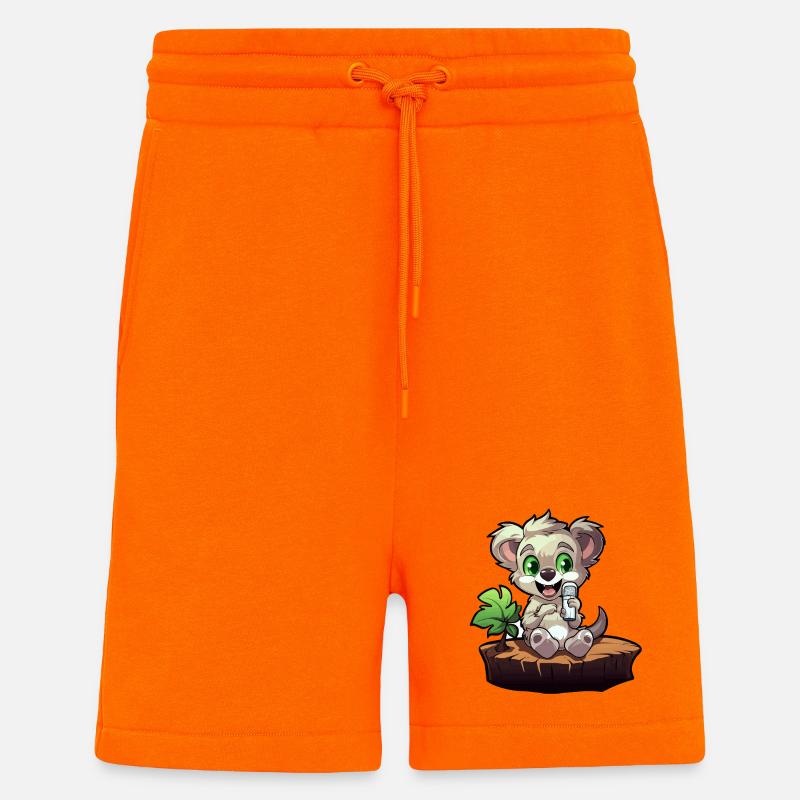 Petit koala sur la souche - Short bio décontracté fabriqué en UE - SUNSET ORANGE