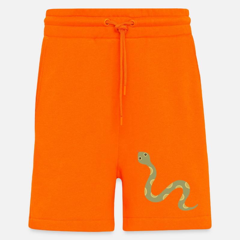 Olive Patterned Snake Illustration - Shorts - made by SPREAD - SUNSET ORANGE