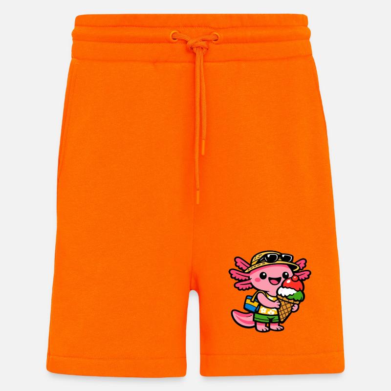 Créature de Glace Ensoleillée avec Chapeau - Short bio décontracté fabriqué en UE - SUNSET ORANGE