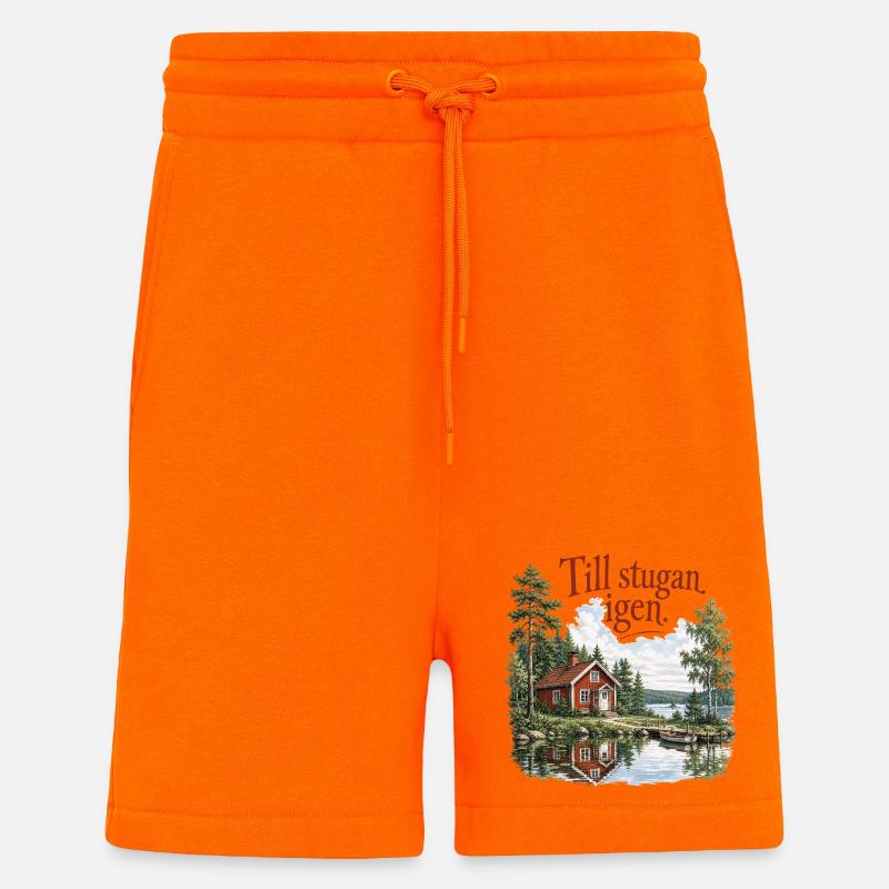 De Retour au Chalet Nostalgie Suédoise - Short bio décontracté fabriqué en UE - SUNSET ORANGE