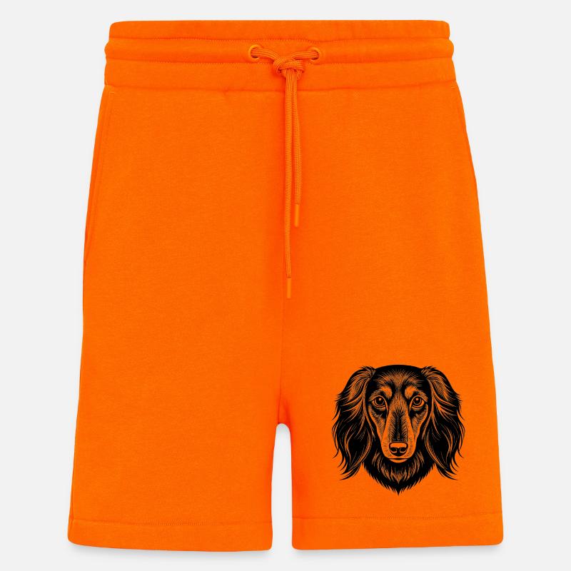 Teckel aux longs cheveux - Short bio décontracté fabriqué en UE - SUNSET ORANGE