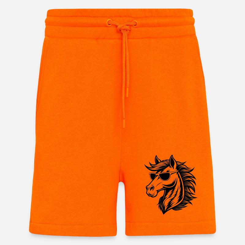 Tête de cheval cool - Short bio décontracté fabriqué en UE - SUNSET ORANGE