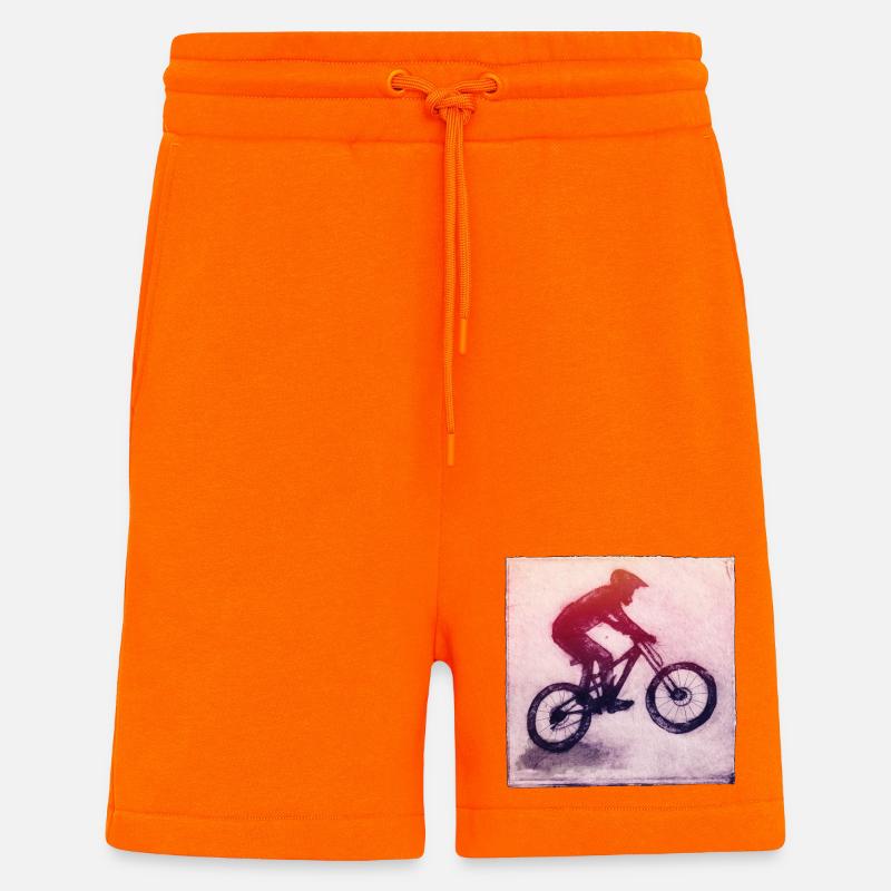 Mountainbiker - handgeschnitzte Druckvorlage - Shorts - made by SPREAD - SUNSET ORANGE