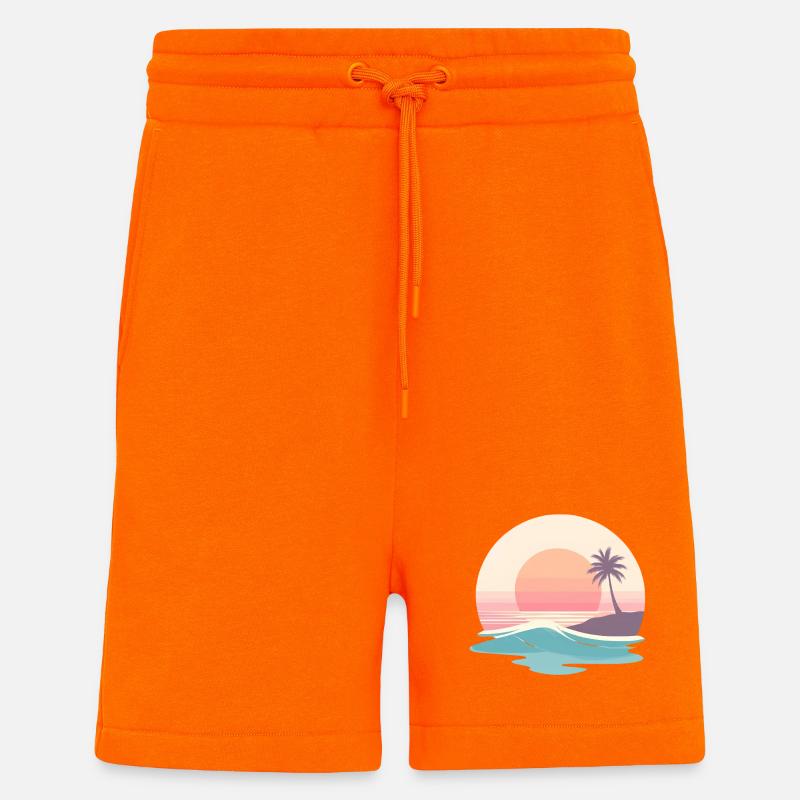 Retro Sunset Beach & Palm Tree - Shorts - made by SPREAD - SUNSET ORANGE
