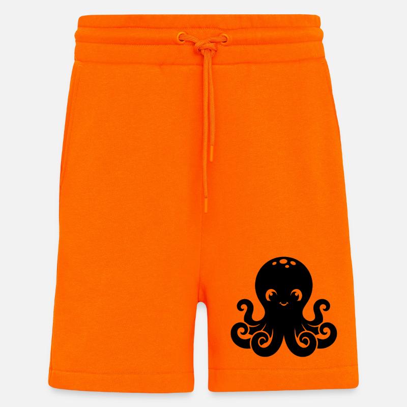 Design Petit Poulpe Mignon - Short bio décontracté fabriqué en UE - SUNSET ORANGE