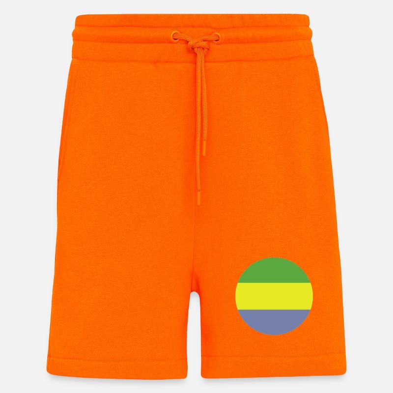 Drapeau rond du Gabon - Short bio décontracté fabriqué en UE - SUNSET ORANGE