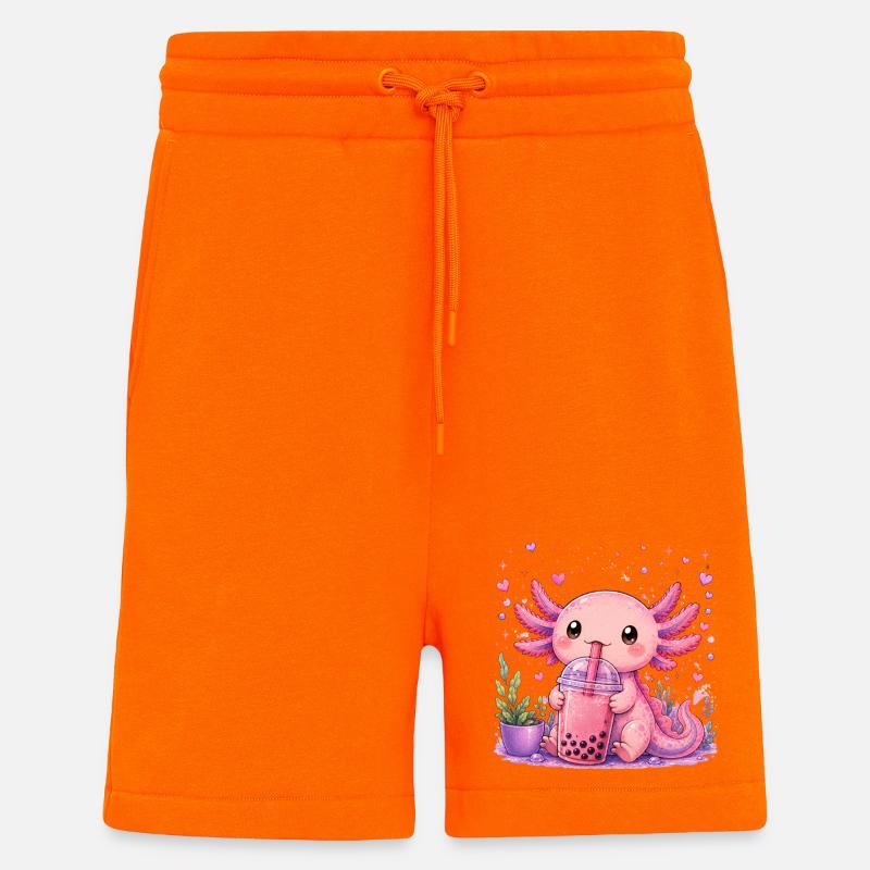 Axolot rose avec bubble tea - Short bio décontracté fabriqué en UE - SUNSET ORANGE