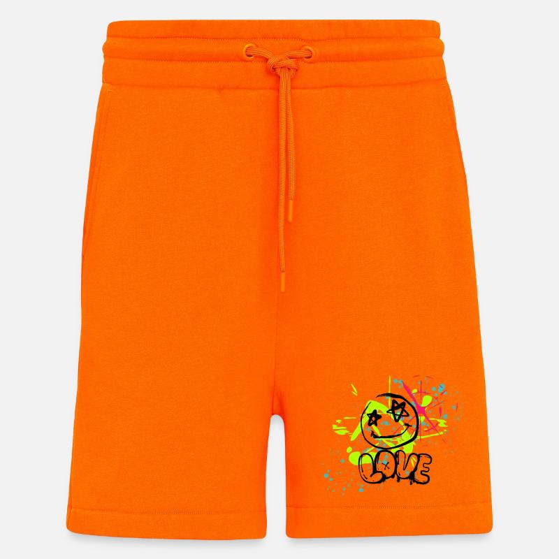 Chaos de néons et éclaboussures - Short bio décontracté fabriqué en UE - SUNSET ORANGE