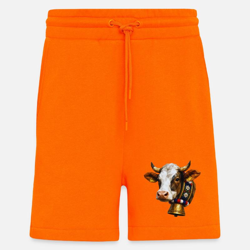 Kuh Polygon Glocke Blumenkranz - Shorts - made by SPREAD - SUNSET ORANGE