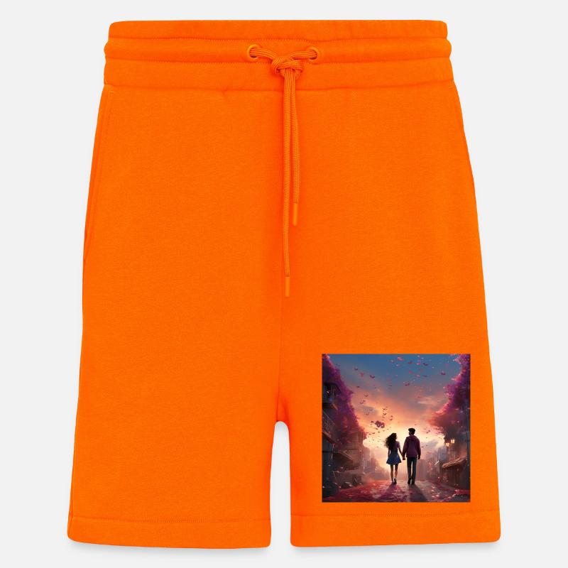 Marche d’amour du soir - Short bio décontracté fabriqué en UE - SUNSET ORANGE