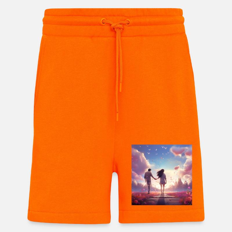 Chemin du soir de l’amour - Short bio décontracté fabriqué en UE - SUNSET ORANGE