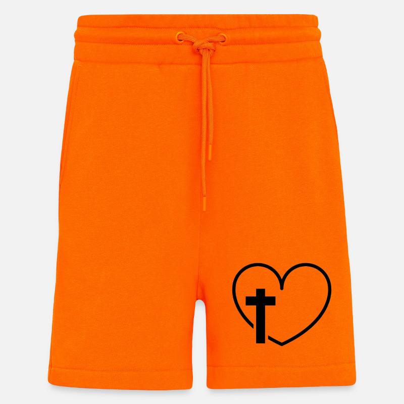 Croix de cœur - Short bio décontracté fabriqué en UE - SUNSET ORANGE