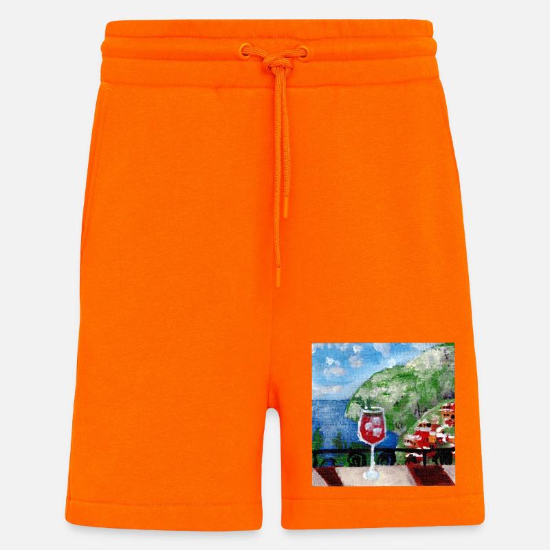 Meerblick_Ölgemälde_mit_cocktail - Short bio décontracté fabriqué en UE - SUNSET ORANGE
