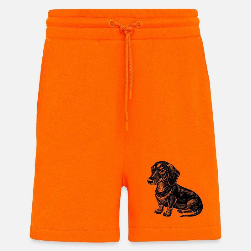 Teckel assis - Short bio décontracté fabriqué en UE - SUNSET ORANGE