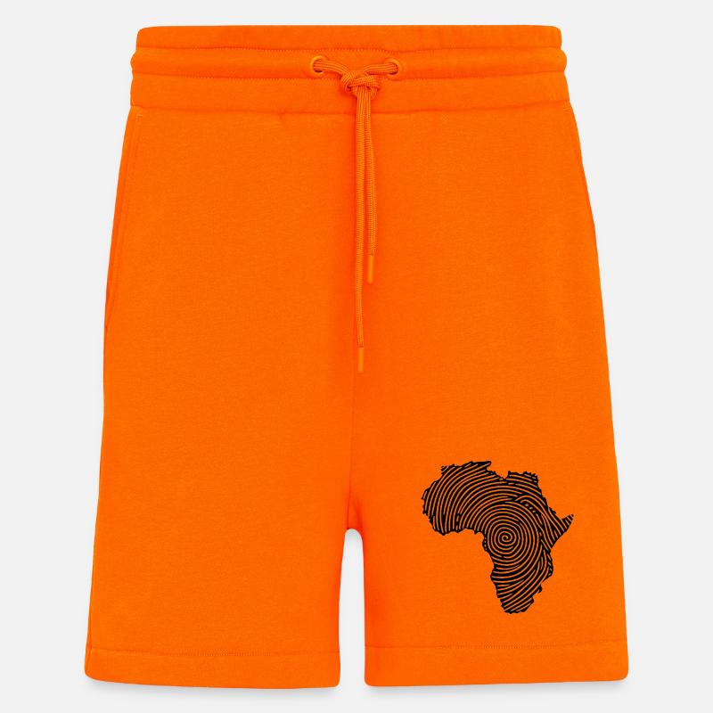 Empreintes digitales Afrique - Short bio décontracté fabriqué en UE - SUNSET ORANGE