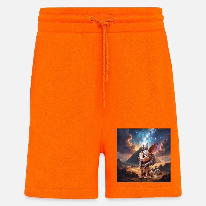 Pharaoh cat in stellar desert - Shorts - made by SPREAD - SUNSET ORANGE