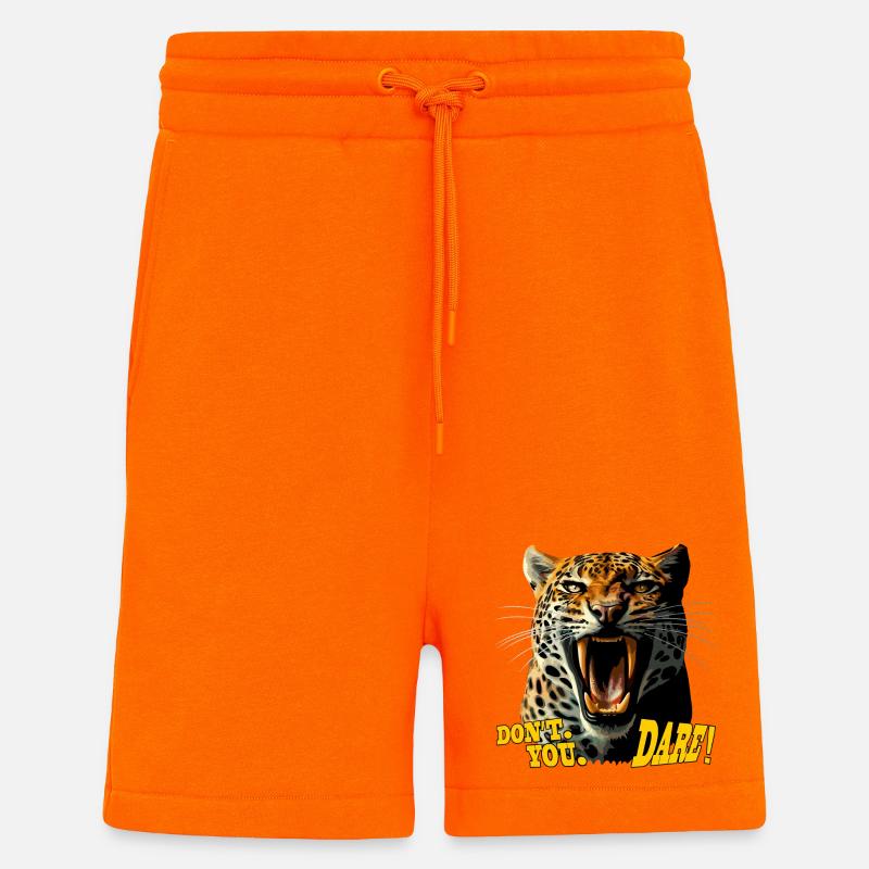 Attaque rugissante du léopard - N’ose pas - Short bio décontracté fabriqué en UE - SUNSET ORANGE