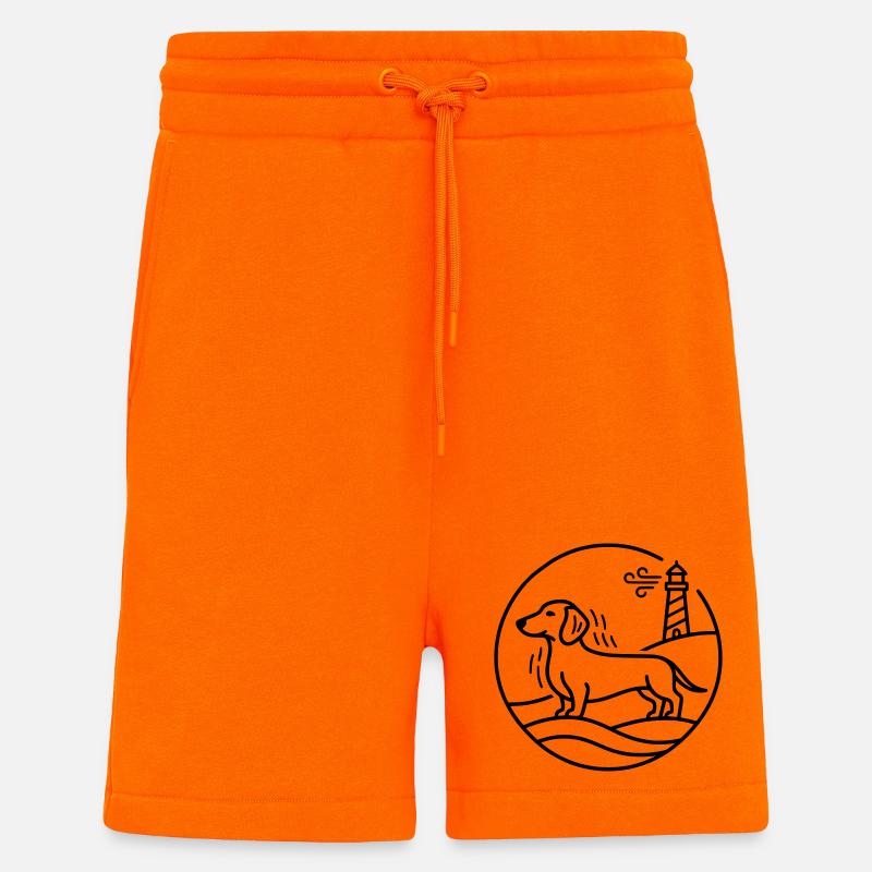 Teckel au lac - Short bio décontracté fabriqué en UE - SUNSET ORANGE