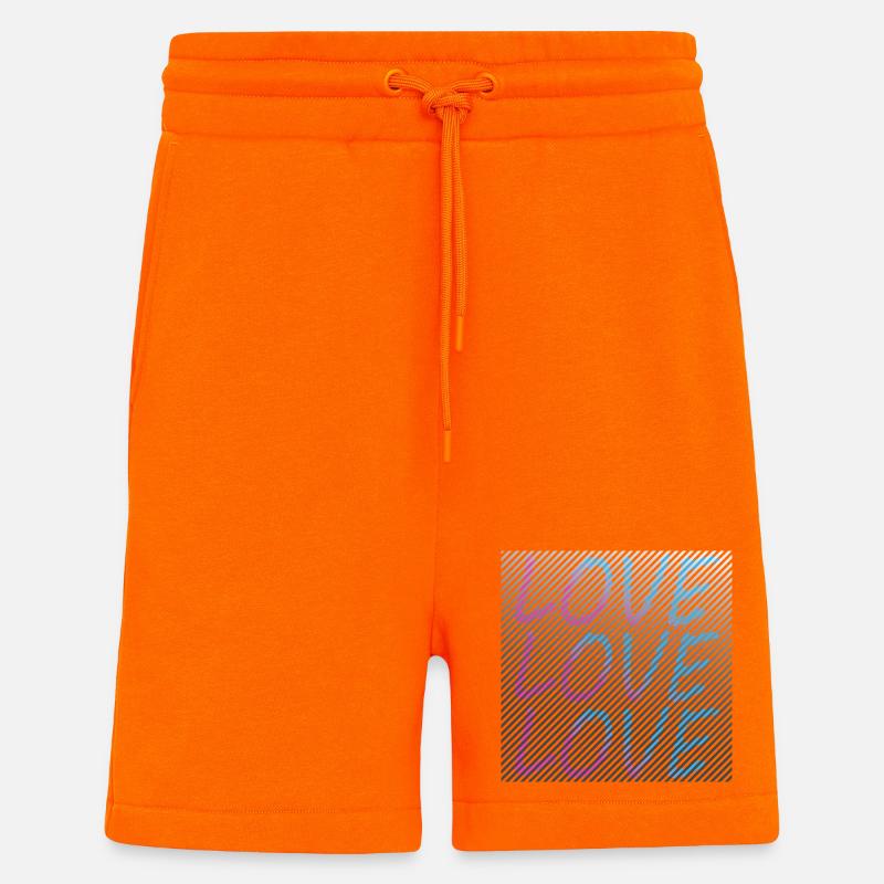 Gradient Love lettering on stripes - Shorts - made by SPREAD - SUNSET ORANGE