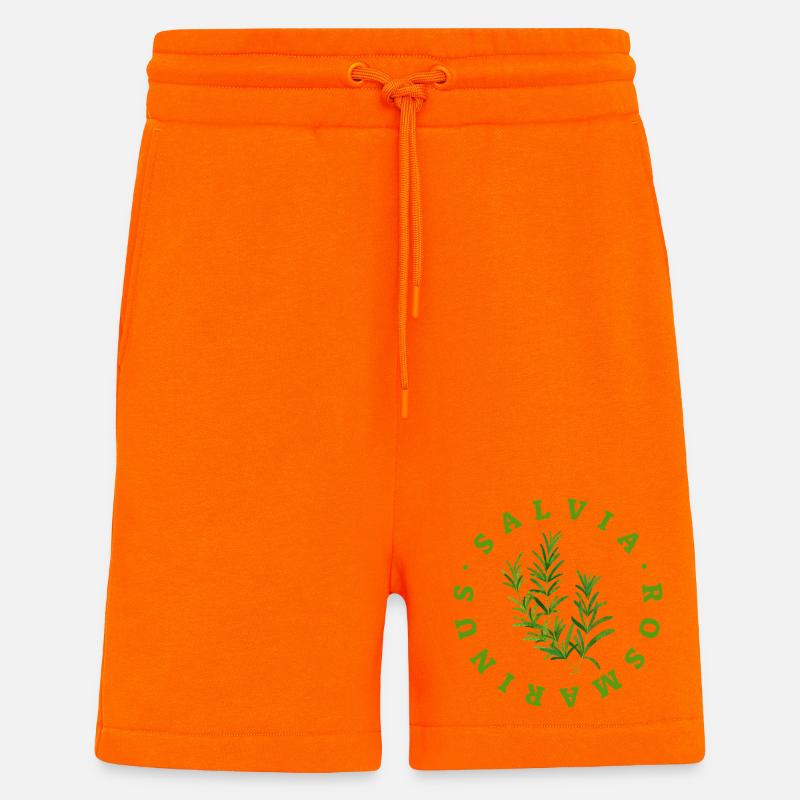 Rosemary Circular Botanical Emblem - Shorts - made by SPREAD - SUNSET ORANGE