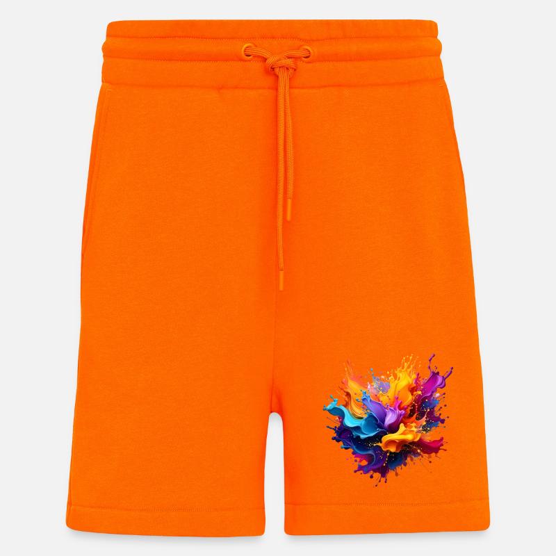 Explosion de peinture - Short bio décontracté fabriqué en UE - SUNSET ORANGE