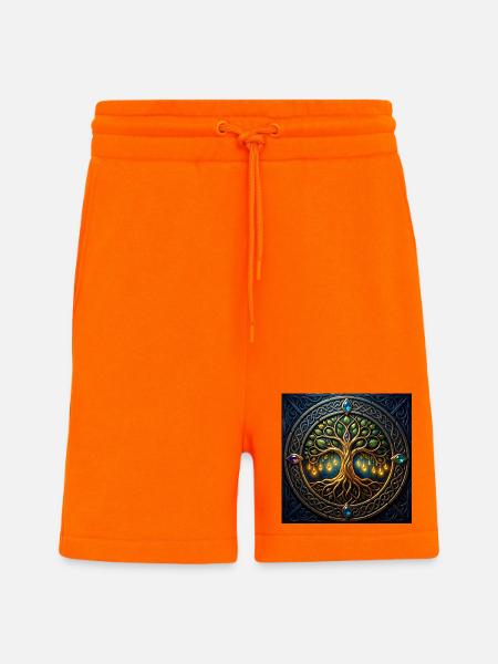 Arbre mystique aux bijoux et nœuds - Short bio décontracté fabriqué en UE - SUNSET ORANGE
