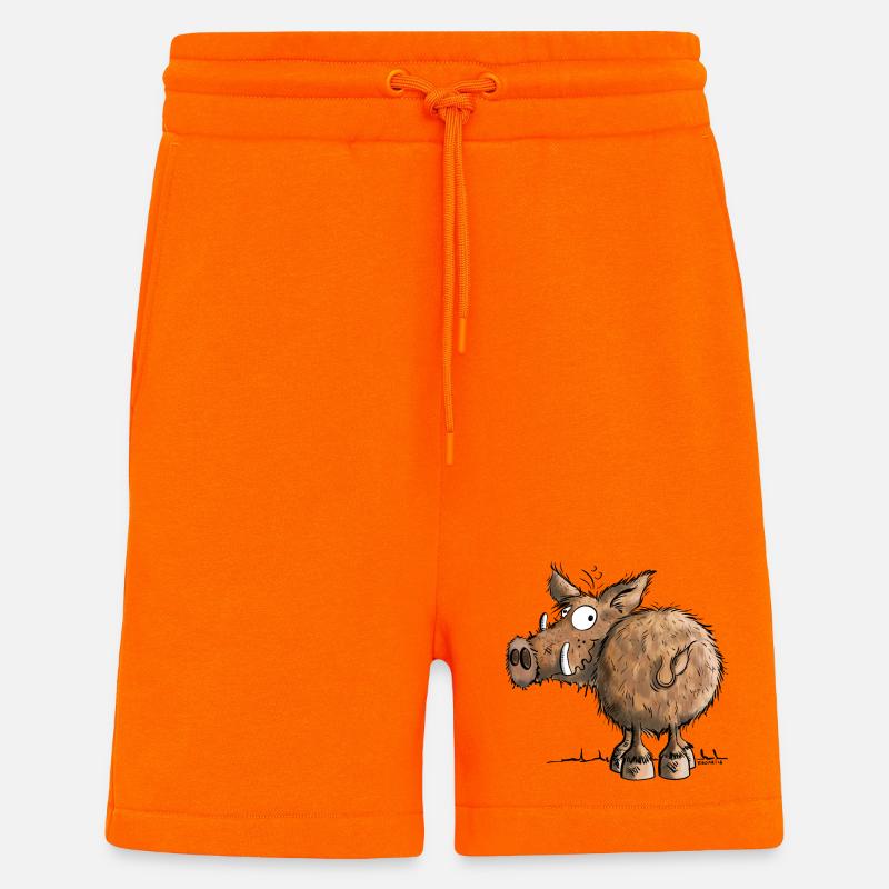 Divertente Cinghiale - Pantaloncini ecologici casual Made in UE - SUNSET ORANGE