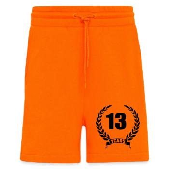 Lauwerkrans 13 ans avec numéro et année de bannière - Short bio décontracté fabriqué en UE - SUNSET ORANGE - Devant