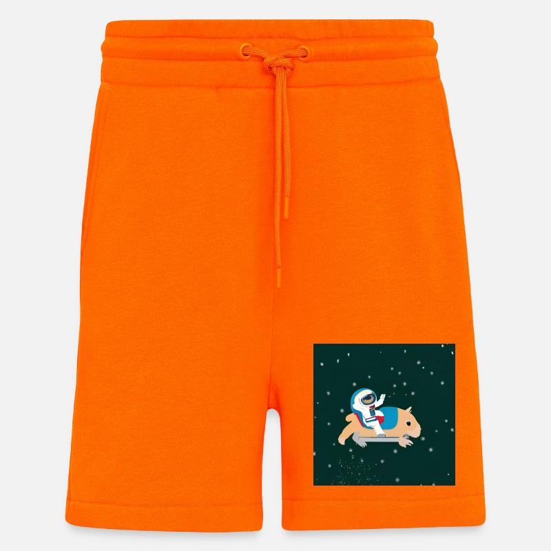 Astronaut on a space capybara - Shorts - made by SPREAD - SUNSET ORANGE