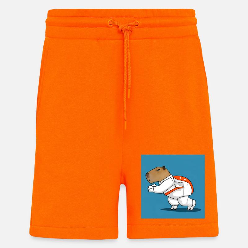 Astronaute de Capybara - Short bio décontracté fabriqué en UE - SUNSET ORANGE