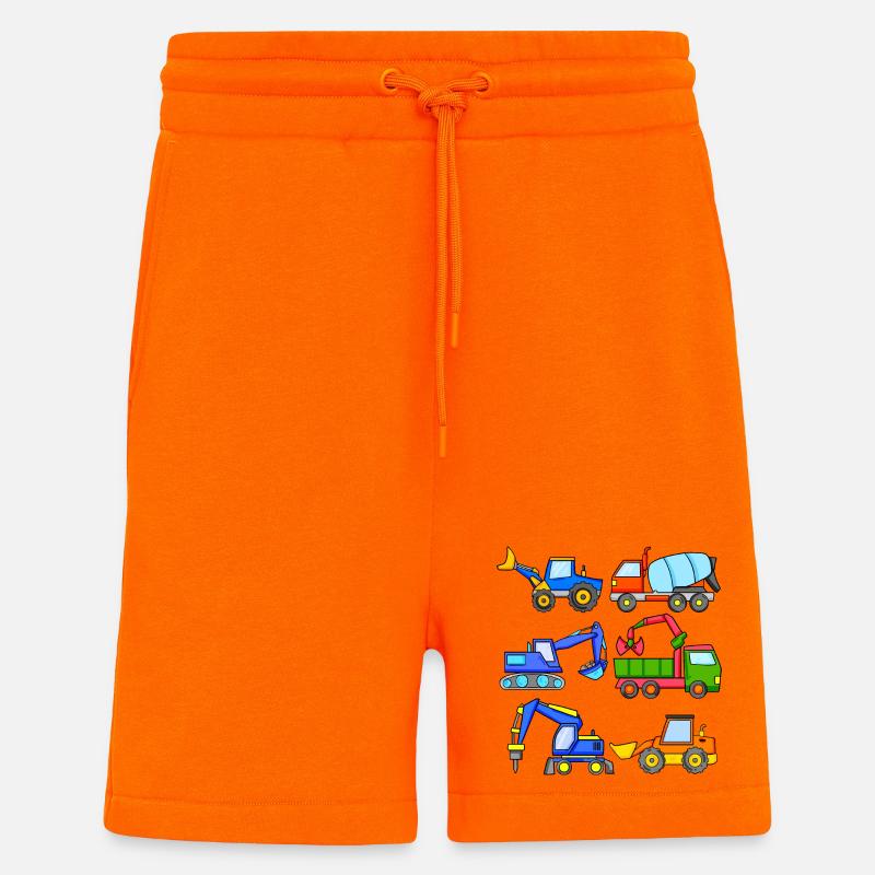 Construction Site Vehicles Vehicle - Shorts - made by SPREAD - SUNSET ORANGE