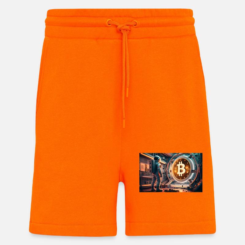 Bitcoin Astronaut Währung - Shorts - made by SPREAD - SUNSET ORANGE