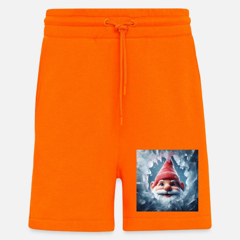 Gnome regardant à travers la glace - Short bio décontracté fabriqué en UE - SUNSET ORANGE