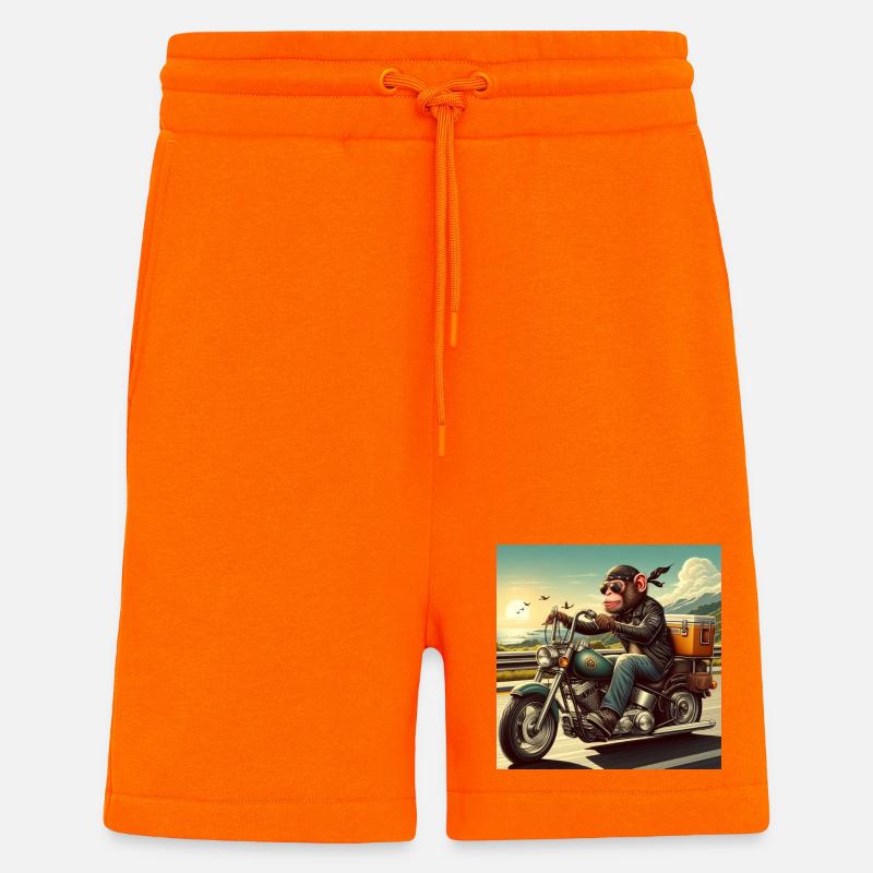 Affe auf Motorrad - Shorts - made by SPREAD - SUNSET ORANGE