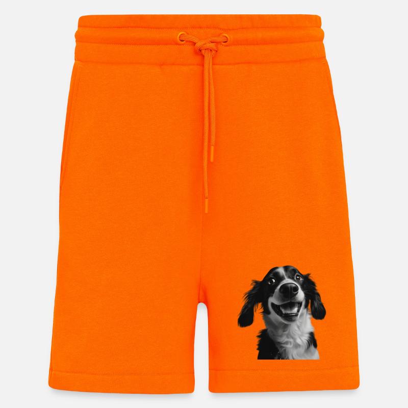 Chien noir et blanc - Short bio décontracté fabriqué en UE - SUNSET ORANGE