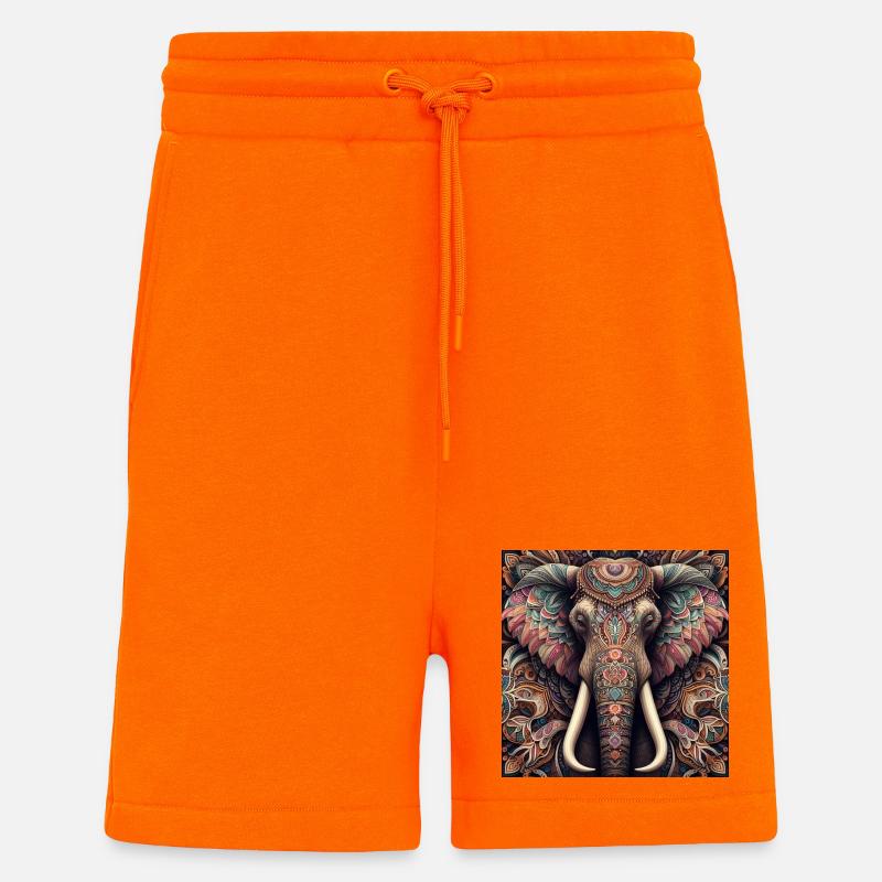 Decorated Elephant - Shorts - made by SPREAD - SUNSET ORANGE