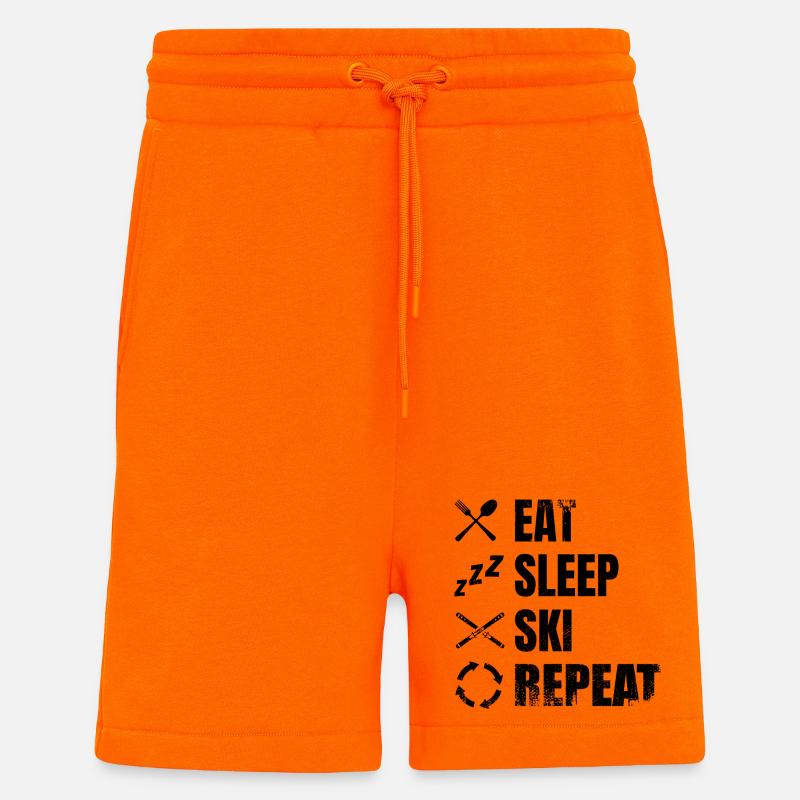 Routine des amateurs de ski - Short bio décontracté fabriqué en UE - SUNSET ORANGE