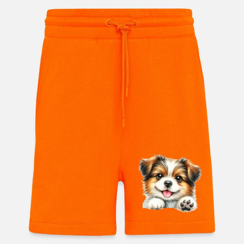 Chien mignon - Short bio décontracté fabriqué en UE - SUNSET ORANGE